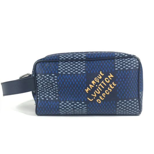 LOUIS VUITTON N40747 Damier Heritage Locker Dopp Kit Second Bag/Clutch Bag Canvas Unisex Blue