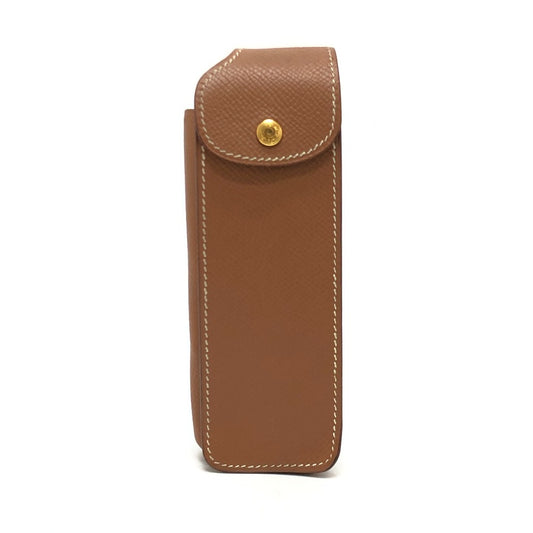 HERMES ガムケース ペンケース ゴールド金具 筆箱 小物入れ マルチポーチ 雑貨 ポーチ レザー レディース ゴールド