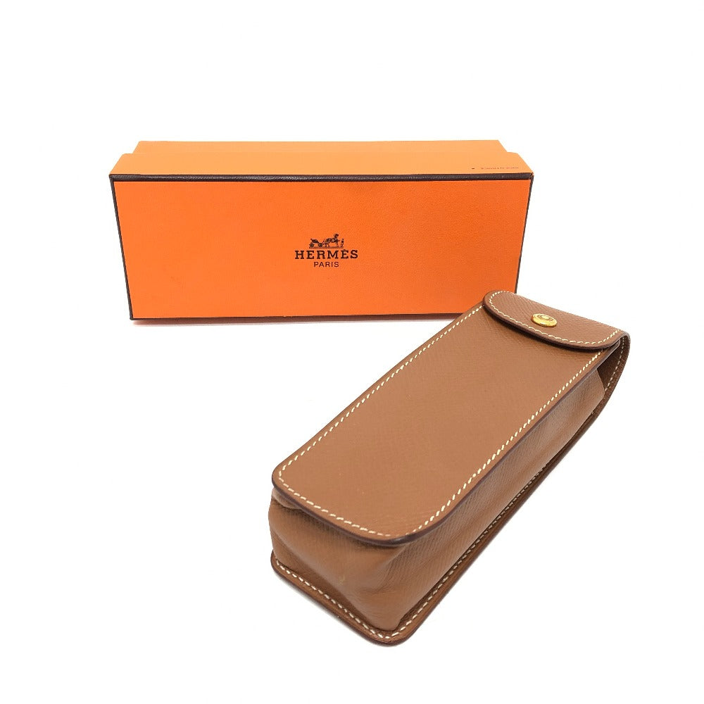 HERMES ガムケース ペンケース ゴールド金具 筆箱 小物入れ マルチポーチ 雑貨 ポーチ レザー レディース ゴールド