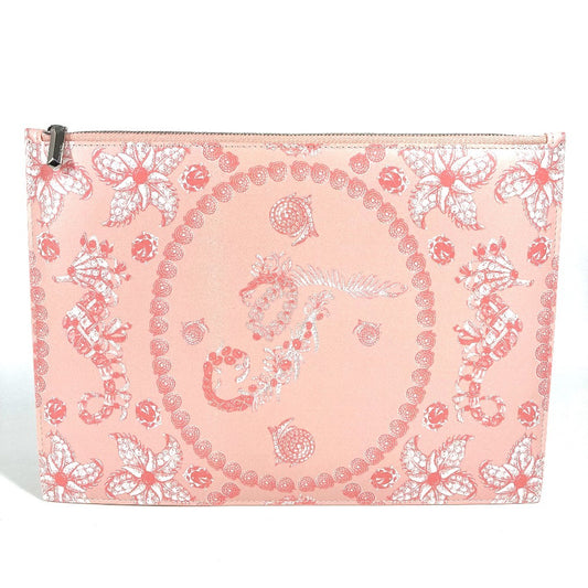 TIFFANY & Co. Logo Pouch Clutch Bag Leather Women's Pink