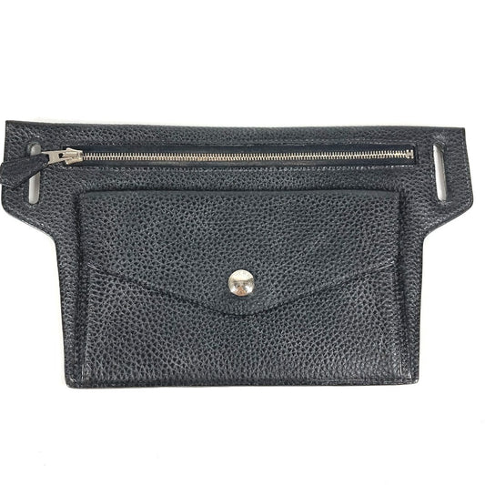 HERMES ベルトバッグ ウエストバッグ ポーチのみ クロスボディバッグ ポーチ レザー ユニセックス ブラック