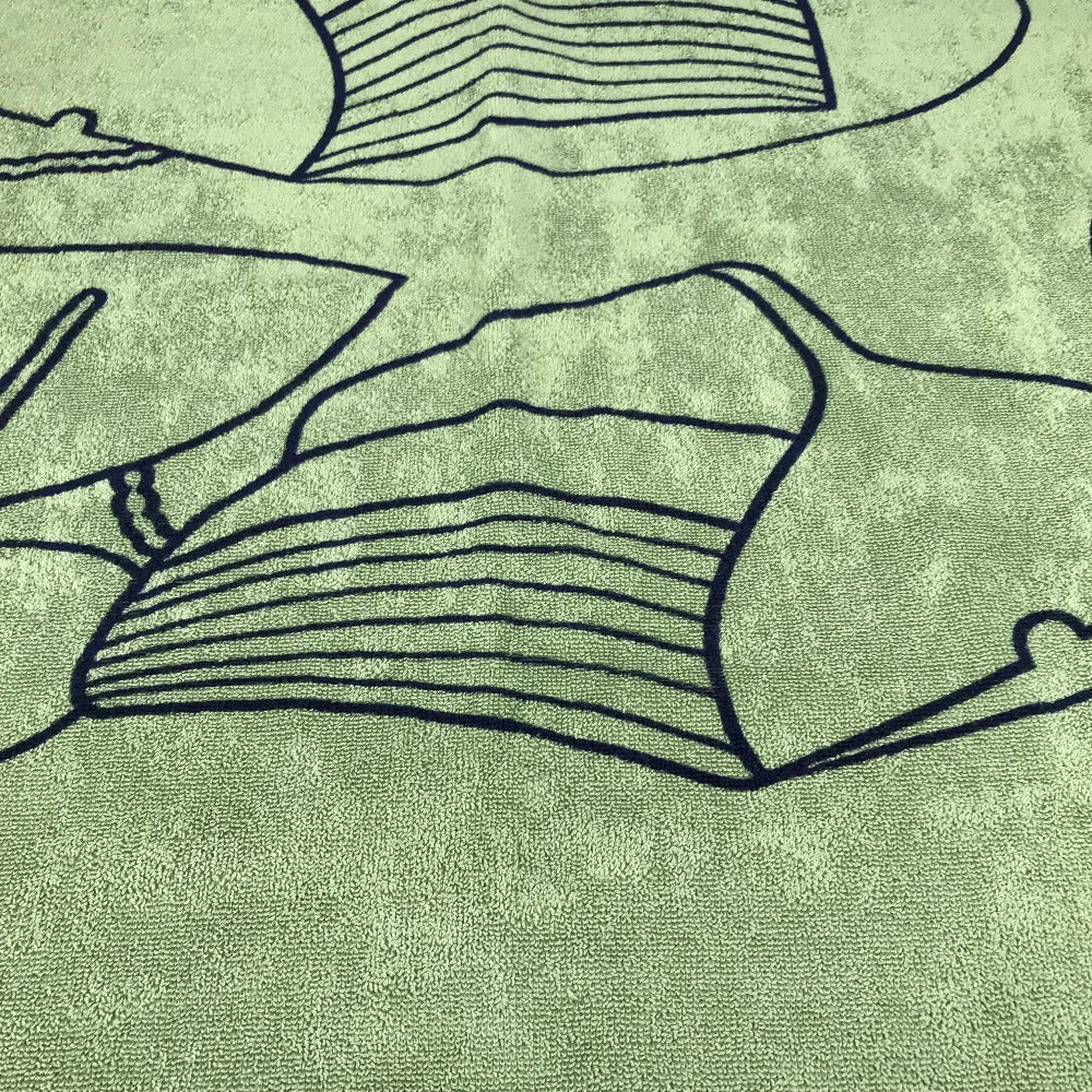 HERMES DRAP DE PLAGE YACHTING THALASSA ヨッティング プラージュ テレサ バスタオル インテリア ひざかけ ブランケット フリンジ タオル コットン ユニセックス グリーン