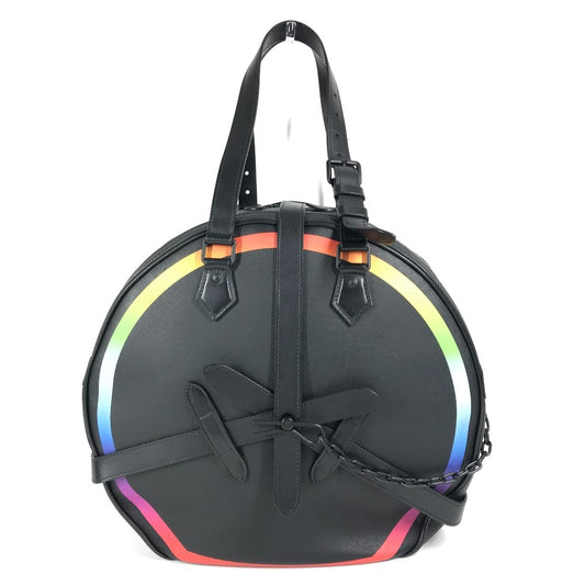LOUIS VUITTON M30335 Taiga Rainbow Soft Hat Trunk Bag Crossbody Pochette Shoulder Bag Taiga Leather Ardoise Black Used