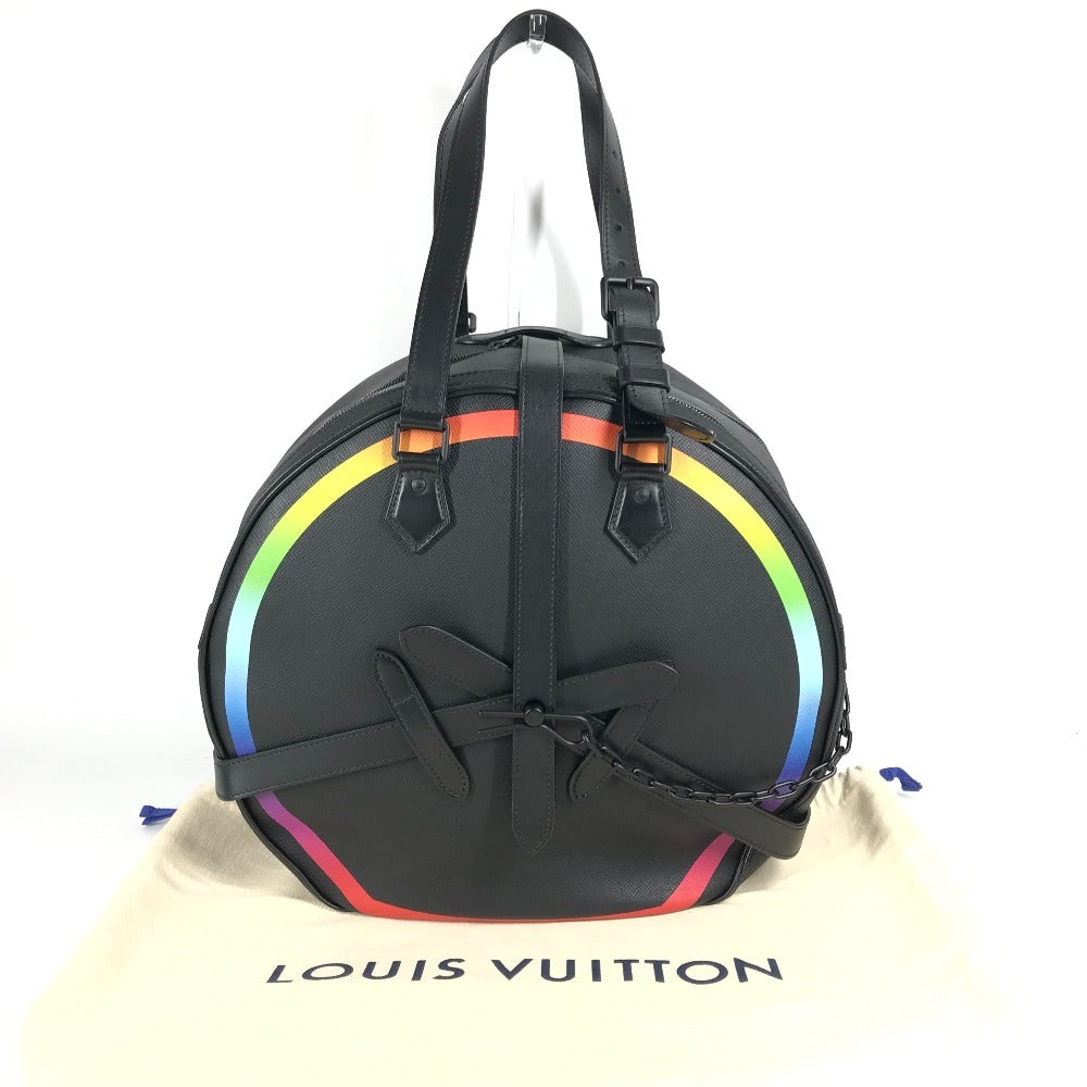 LOUIS VUITTON M30335 Taiga Rainbow Soft Hat Trunk Bag Crossbody Pochette Shoulder Bag Taiga Leather Ardoise Black Used