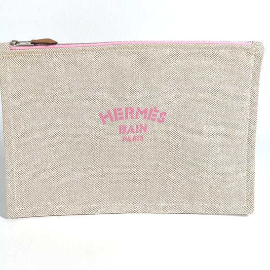 HERMES Yachting GM Clutch Bag, Makeup Pouch, Multi-Pouch, Canvas, Unisex, Pink