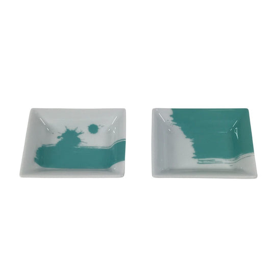 TIFFANY & Co. Vidpoche Colorblock Mini Ashtrays, Set of 2, Ceramic, Unisex, Blue