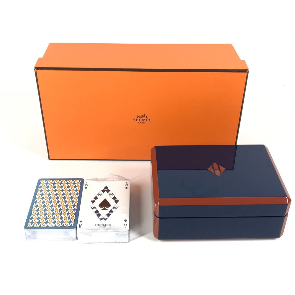 HERMES H401148M インテリア ボックス BOX カードゲーム ファセットポーカーHティサージュ トランプ ゲーム ポーカー 雑貨 ラッカー ユニセックス ブルー・グラン・フォン ブルー