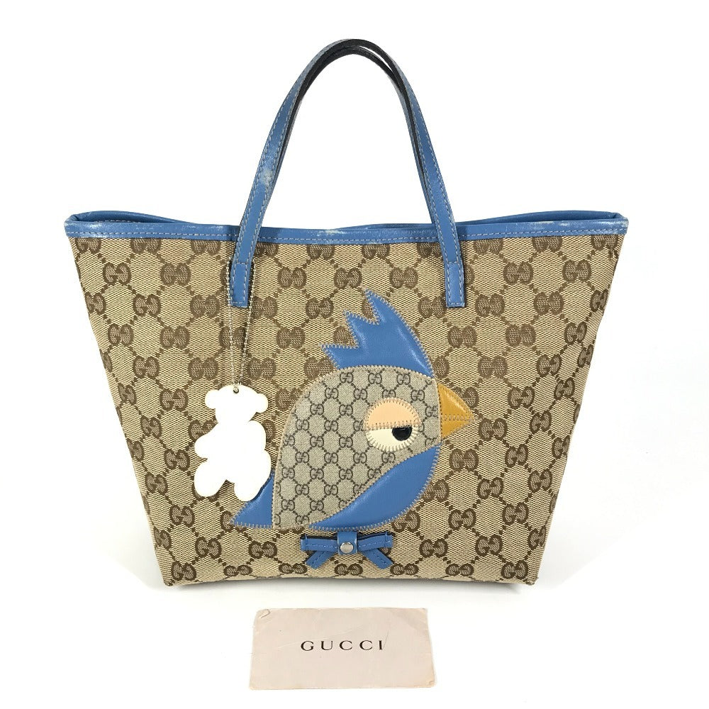 GUCCI 271101 GG パパガッロ オウム チャーム付き トートバッグ ハンドバッグ GGキャンバス/レザー キッズ ブルー