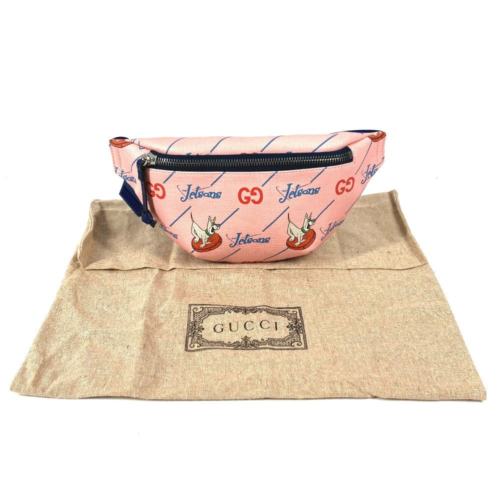 GUCCI 502095 The Jetsons Logo Cross Shoulder Bag Belt Bag Body Bag Leather Kids Pink