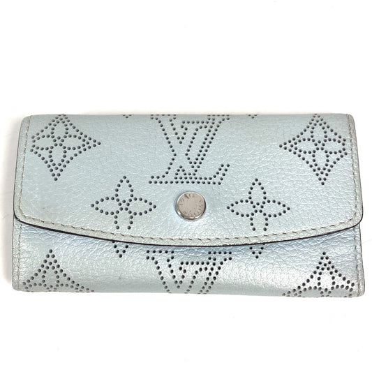 LOUIS VUITTON M81236 Monogram Mahina Multicle 4 Key Case, 4-Key Case, Monogram Mahina Leather, Unisex, Bleu Nuage Blue