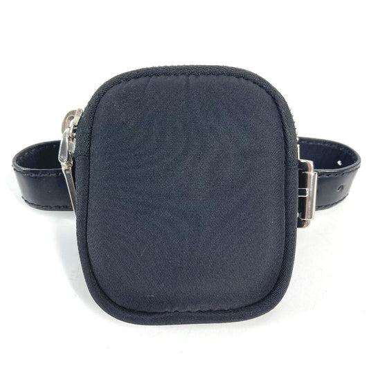 Prada Triangle Logo Plaque Mini Multi-Pouch with Belt, Leather/Nylon, Unisex, Black