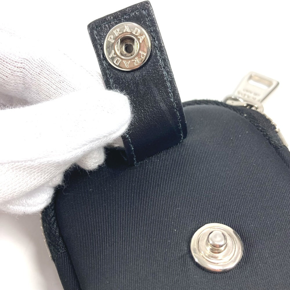 Prada Triangle Logo Plaque Mini Multi-Pouch with Belt, Leather/Nylon, Unisex, Black