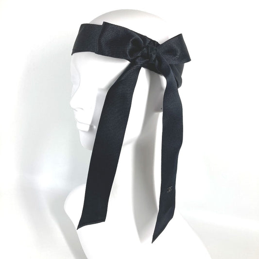 CHANEL Ribbon 18C CC Logo Coco Mark Headband Silk Hair Accessory Women's Black
