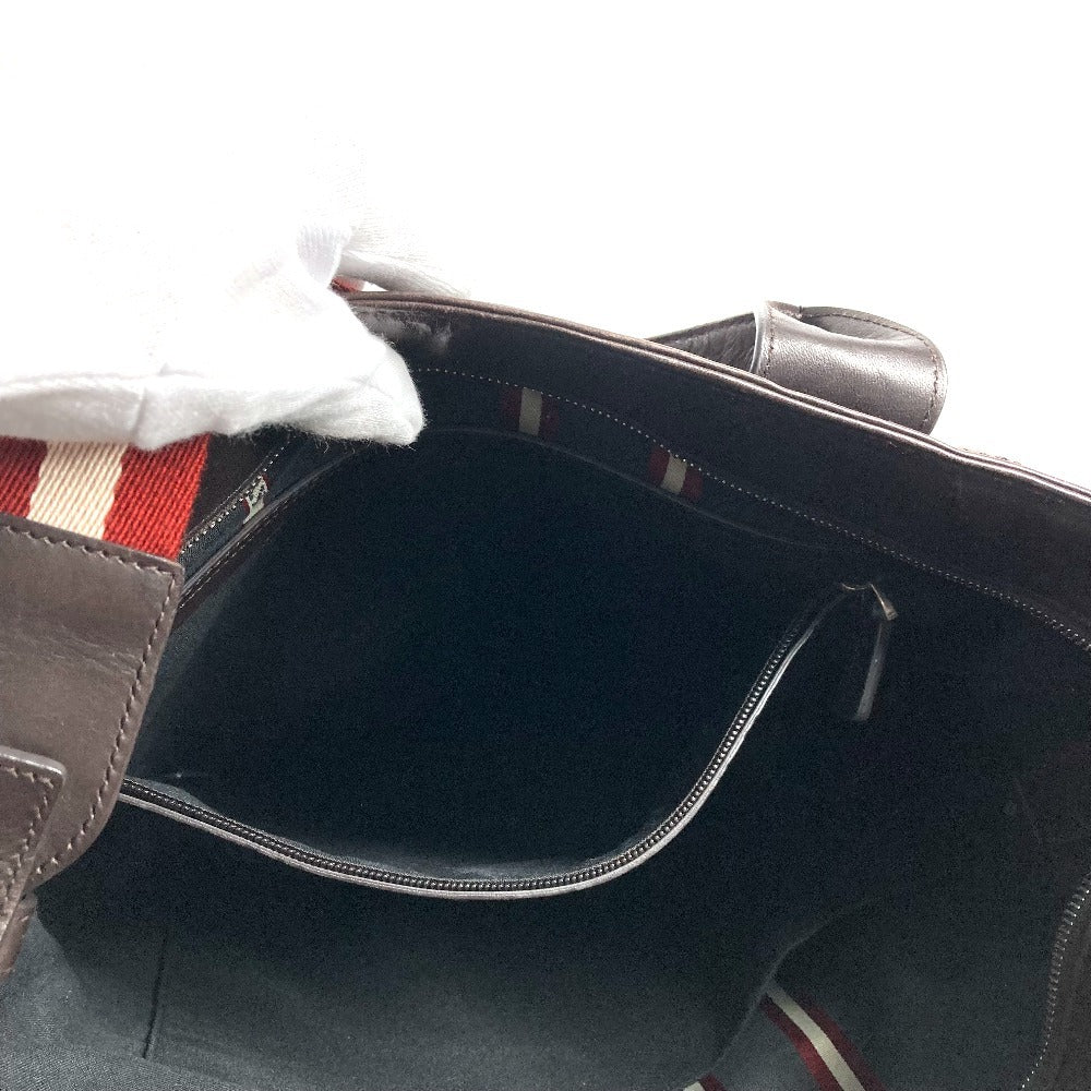 BALLY Vertical Tote Bag with Logo Stripe, 2-Way Bag, Can Be Used as a Handbag or Shoulder Bag, Leather, Men's, Brown