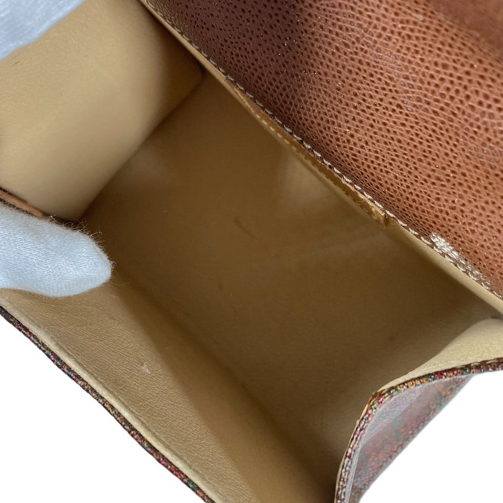 ETRO Logo Paisley Print Crossbody Pochette Flap Shoulder Bag in Brown Leather for Women