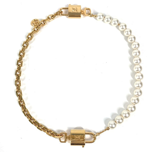 LOUIS VUITTON M02977 LVロゴ ネックレスパールロック 2WAY 2重ブレス ブレスレット チェーン ネックレス メタル ユニセックス ホワイト