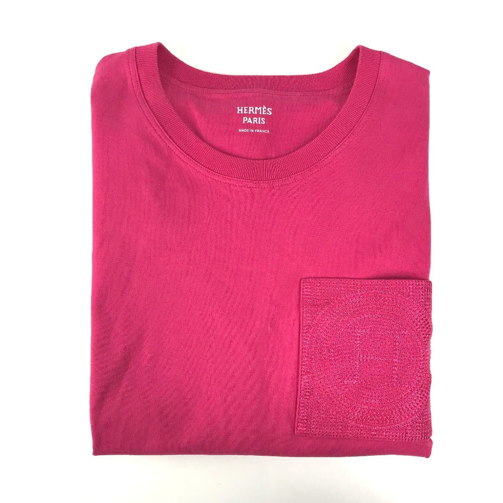 HERMES Embroidered Mosaic H Logo Pocket Apparel T-Shirt Dress, Round Neck, Cotton, Women's, Pink