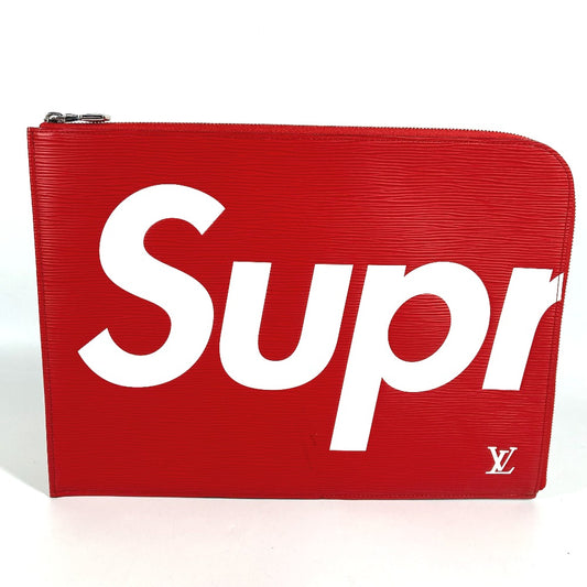 LOUIS VUITTON M67722 Epi Leather Pochette Jour GM, a Supreme collaboration clutch bag in red.