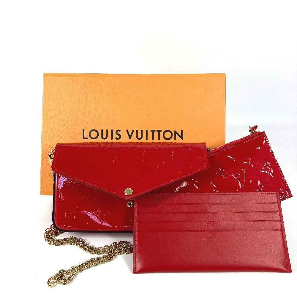 LOUIS VUITTON M61293 モノグラム ヴェルニ ポシェット フェリシー チェーンウォレット クラッチバッグ ショルダーバッグ モノグラムヴェルニキャンバス レディース レッド