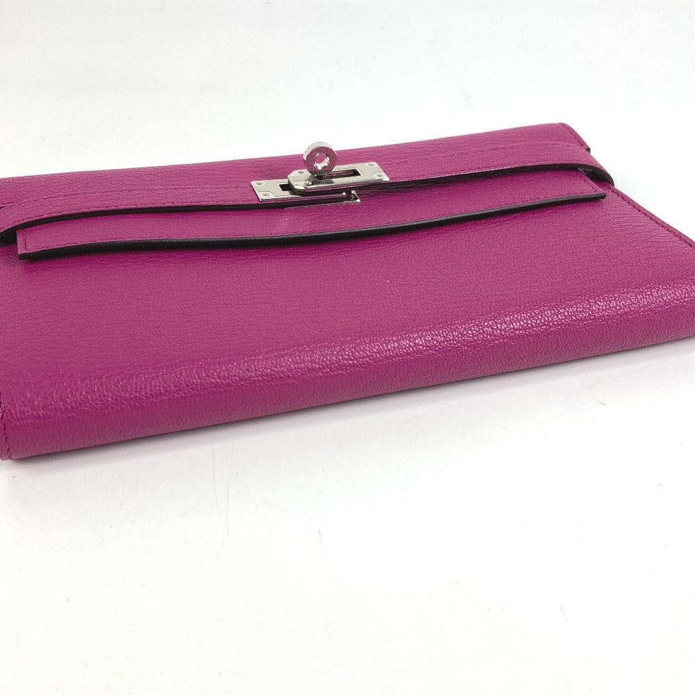 HERMES ケリーウォレット ケリー ウォレット ロングウォレット フラップ 長財布 シェーブル ユニセックス ローズパープル パープル