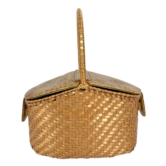 FENDI ヴィンテージ かごバッグ カゴバッグ カバン ハンドバッグ クロコダイル型押しレザー レディース ベージュ