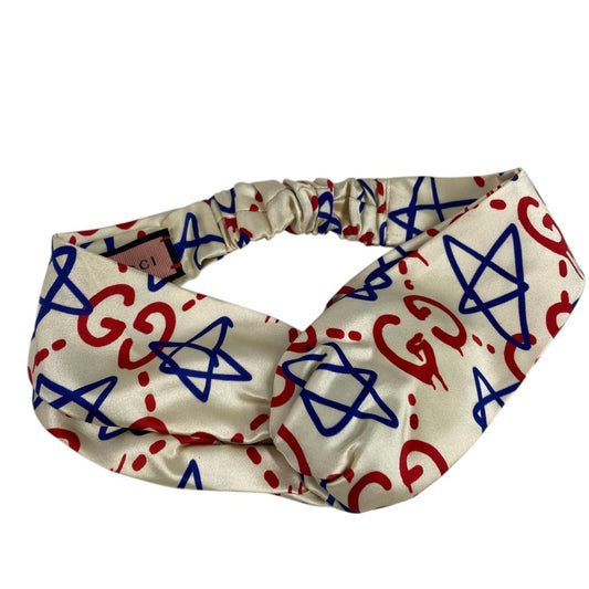 GUCCI ロゴ GG ゴースト ヘッドバンド ヘアゴム ヘアアクセサリー ヘアバンド シルク ユニセックス ホワイト