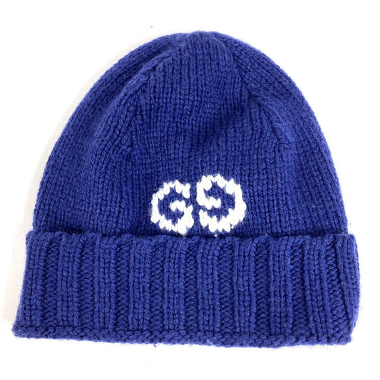 GUCCI 602886 ロゴ GG ビーニー 帽子 ニット帽 ニットキャップ ニット帽 ウール ユニセックス ブルー