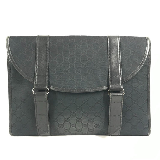 GUCCI 145852 ロゴ GG カバン ポーチ フラップ セカンドバッグ クラッチバッグ GGキャンバス/レザー ユニセックス ブラック