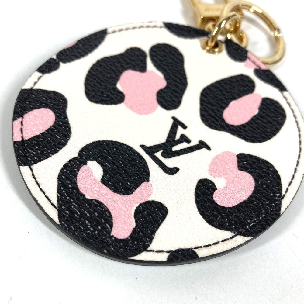 LOUIS VUITTON MP3070 モノグラム ポルト クレ イリュストレ ワイルド アット ハート キーホルダー レオパード ヒョウ 豹 バッグチャーム レザー ユニセックス ピンク