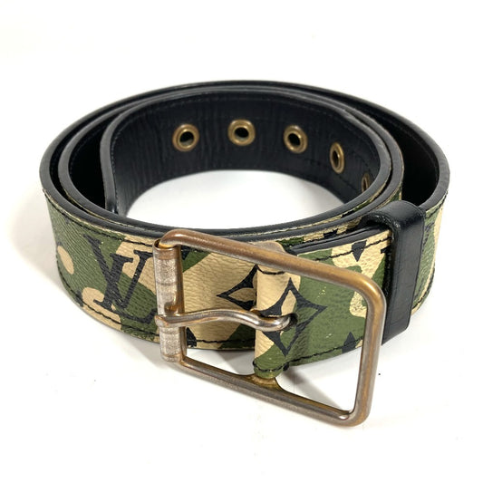 LOUIS VUITTON M9646U 村上隆 TM サンチュール モノグラモフラージュ カモフラ 迷彩 ベルト モノグラモフラージュキャンバス メンズ カーキ