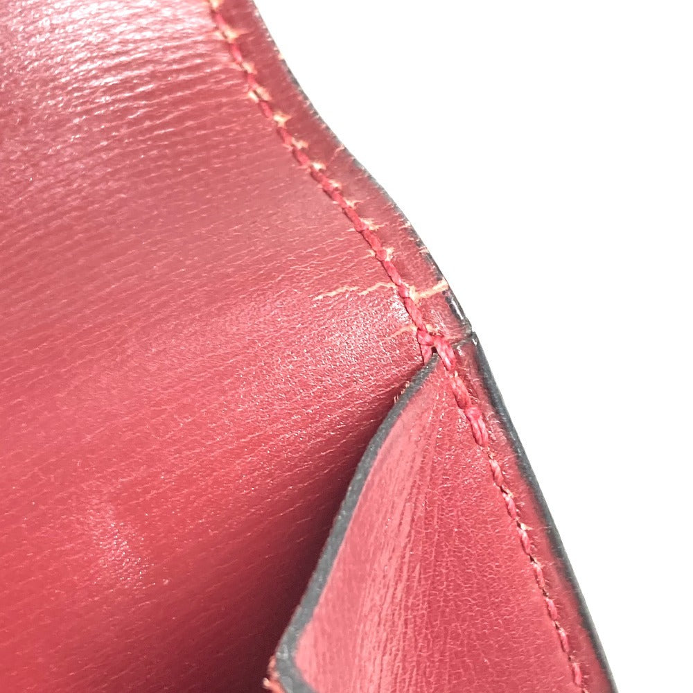 HERMES วินเทจ กระเป๋าคลัตช์ กระเป๋าใส่ของ กระเป๋าคลัตช์หนัง Unisex สีไวน์แดง
