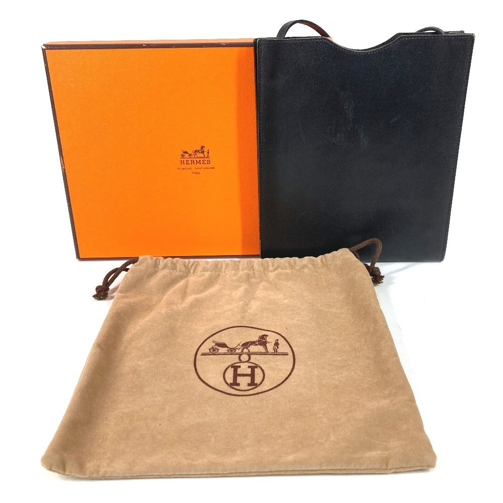 HERMES Onimaitou Bag Crossbody Pochette Shoulder Bag Box Calf Unisex Black