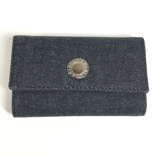 BVLGARI Logo Denim 6-Key Key Case Unisex Black