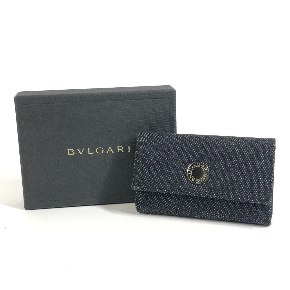 BVLGARI Logo Denim 6-Key Key Case Unisex Black