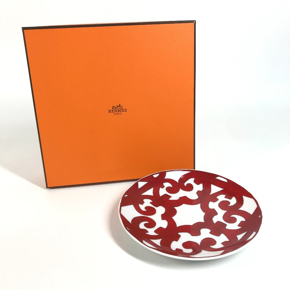 HERMES Guadarquivir 17cm Plate Tableware Dish Ceramic Unisex Red