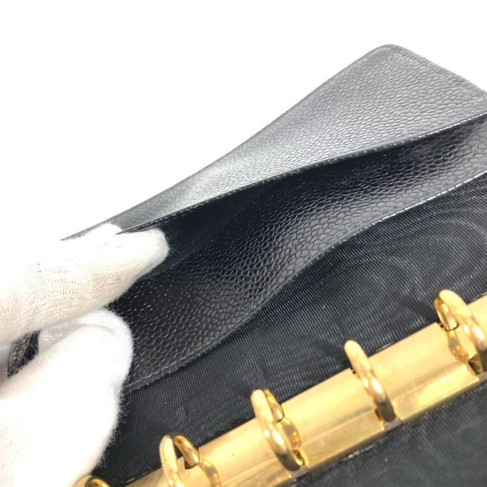 CHANEL CC Coco Mark Logo Stationery System Organizer Case Planner Cover Caviar Skin Unisex Black