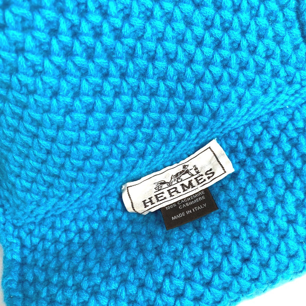 HERMES Snood Accessory Scarf Cashmere Unisex Blue