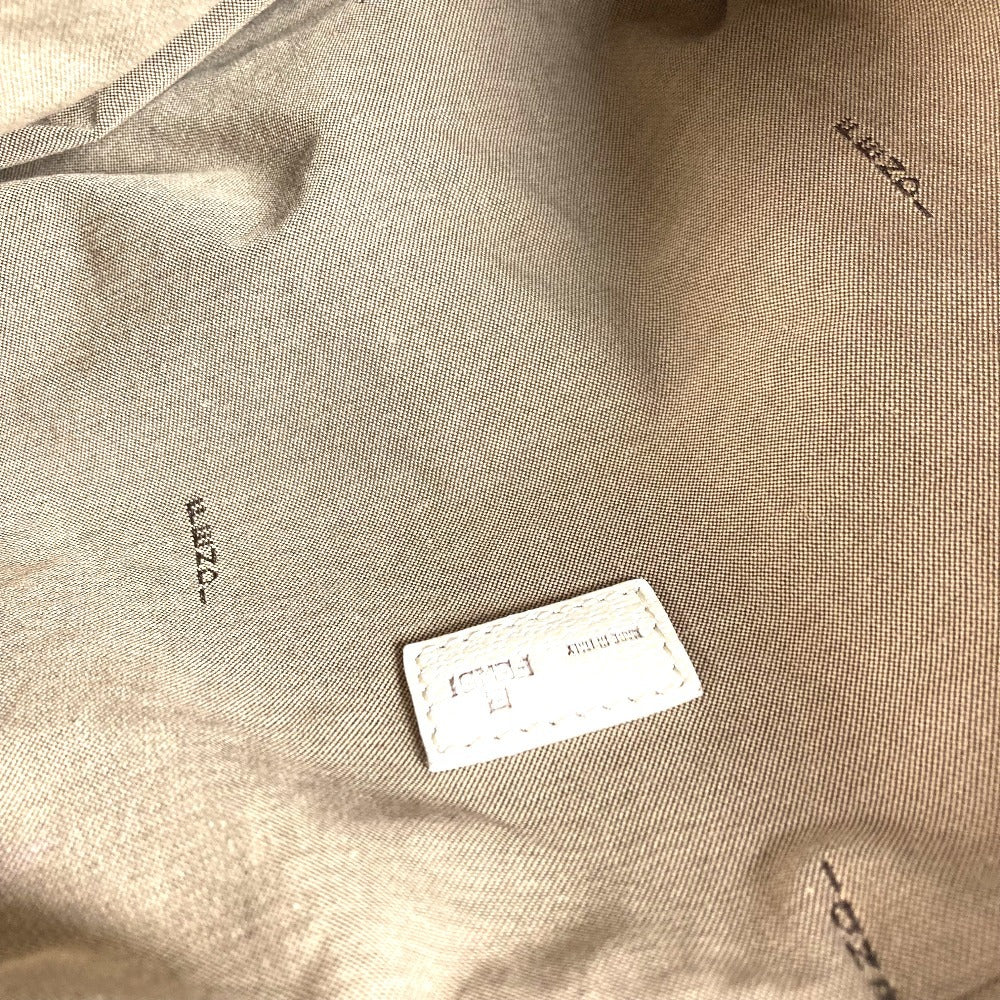 FENDI Zucca FF Logo Belt Bag Tote Bag Shoulder Bag Handbag Nylon Canvas/Leather Unisex White