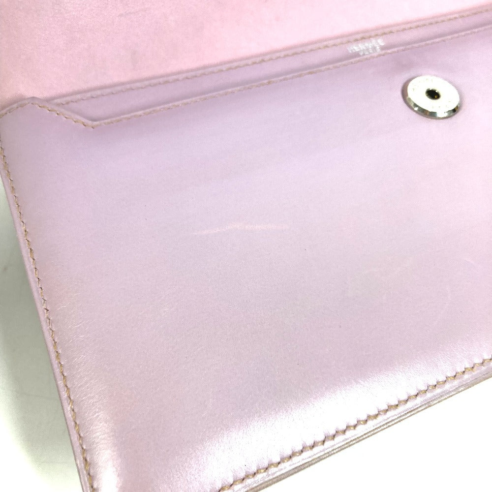 HERMES Logo Handbag Pouch Second Bag Clutch Bag Leather Unisex Purple Pink