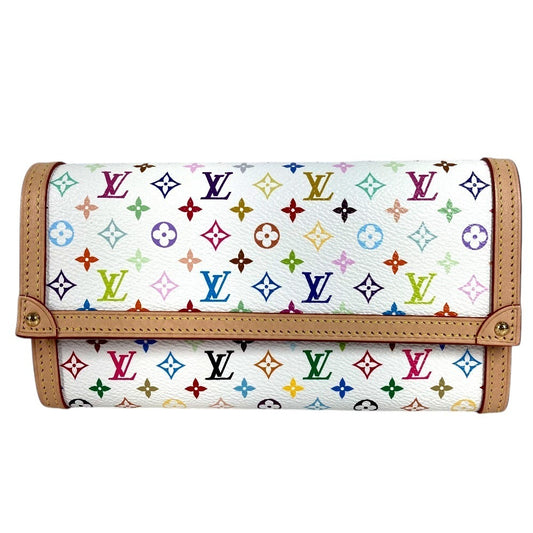 LOUIS VUITTON M13397 Japan Limited LV × TM Monogram Multicolor Portefeuille Sarah NM Flap Long Wallet Monogram Multicolor Canvas Unisex Blanc White