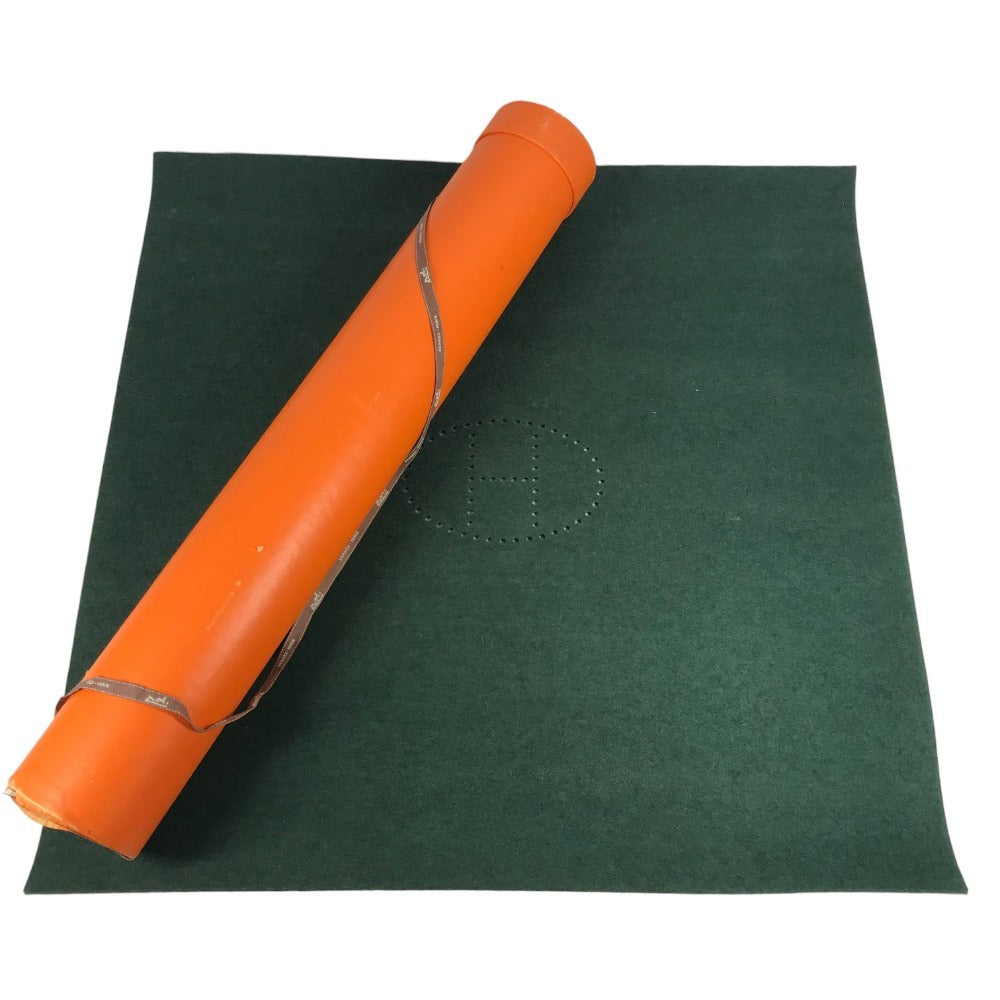 HERMES Perforated Logo H-Logo Matte Oversized Interior Sheet Decor Felt Unisex Green
