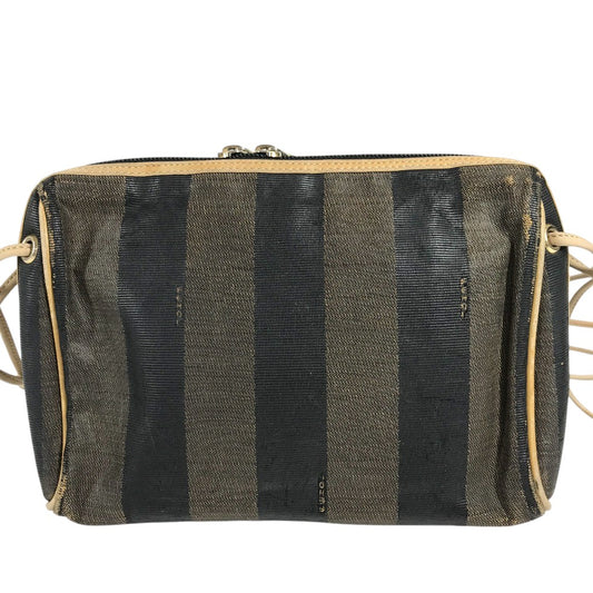 FENDI Pecan Logo Shoulder Relaxing Mini Shoulder Bag Leather/Canvas Unisex Brown