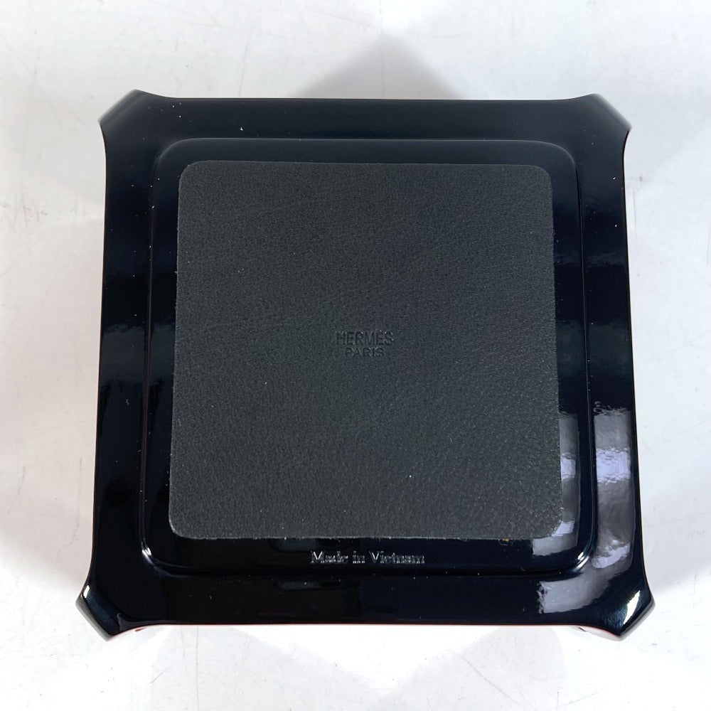 HERMES Facet H logo Accessories Interior Jewelry Case with Mirror accessory case lacquer Wine red Based Used