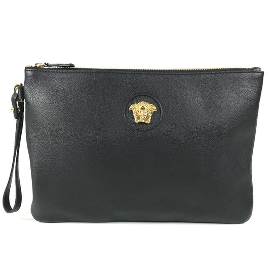 VERSACE Medusa logo (3D) Bag with Strap Cluch Bag Pouch Clutch bag Leather Black/Gold Used