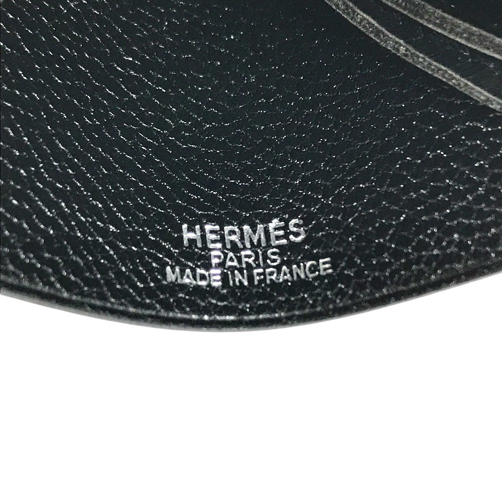 HERMES vintage Clochette Keyring Bag Charm Leather Necklace Leather Black Used