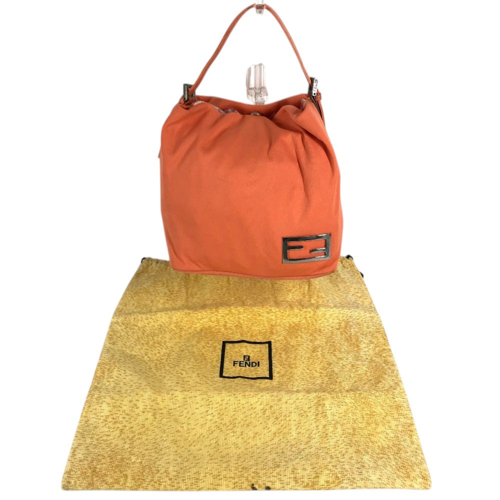 FENDI FF logo Handbag, Mini drawstring bag, Tote bag Shoulder Bag Nylon canvas Orange Based Used