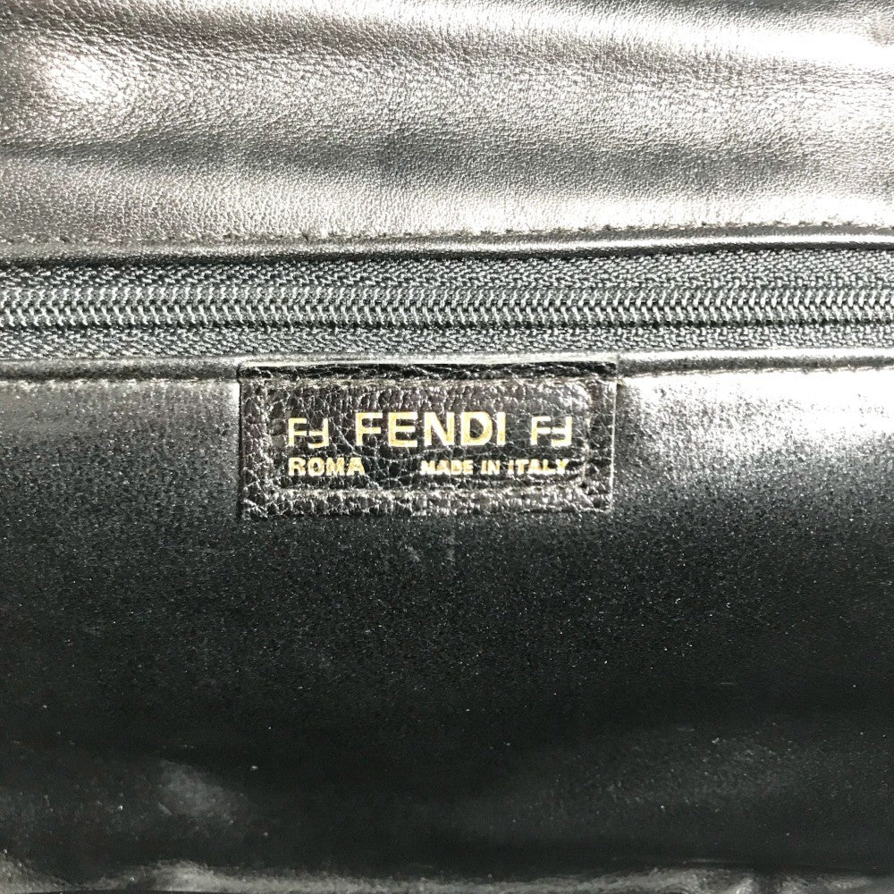 FENDI vintage ribbon Vintage Genuine Leather 2-Way Shoulder Bag Pochette Clutch Bag Crossbody Bag Clutch bag Leather Black Used