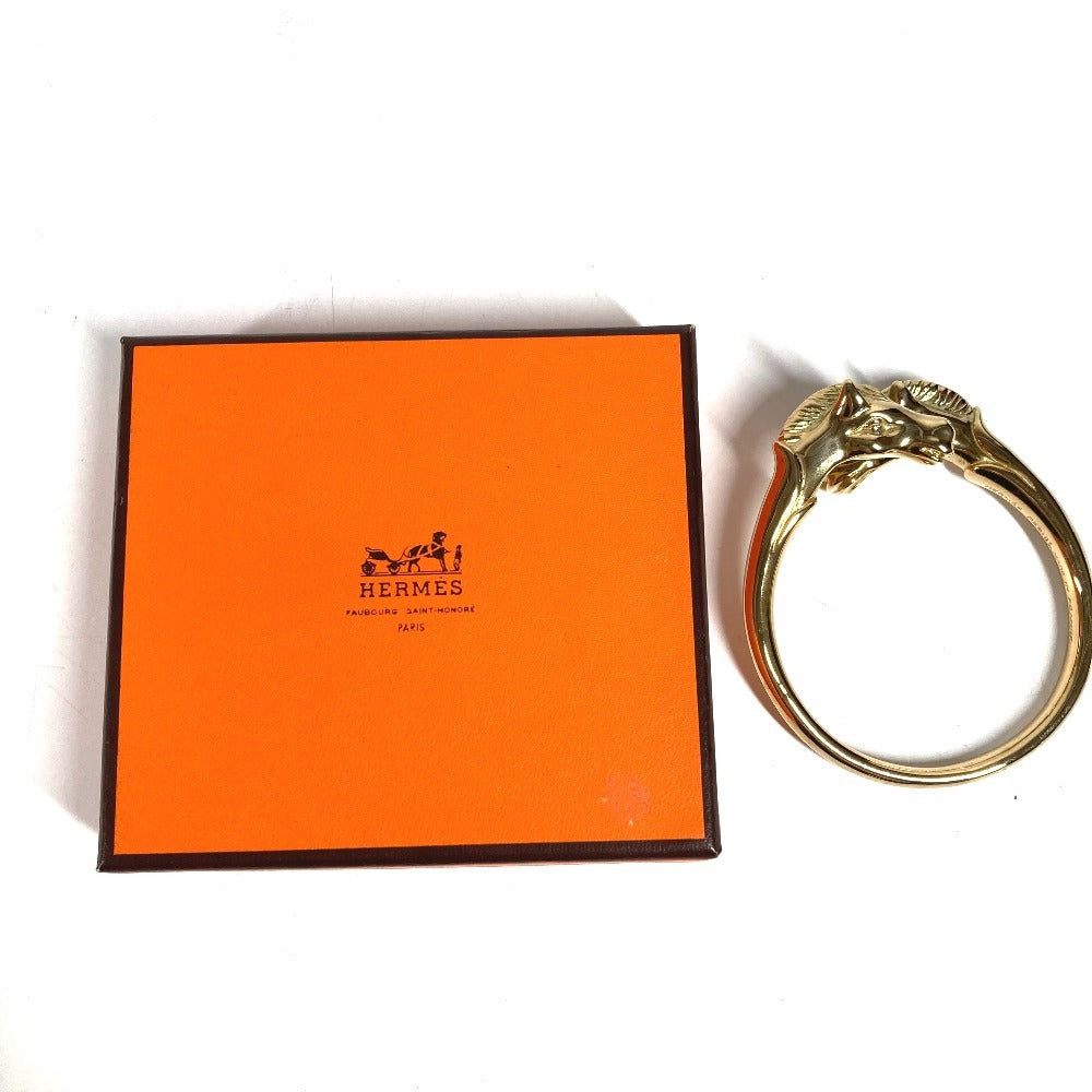 HERMES vintage Cheval Horse Accessory bracelet Bangle Metal Gold Used
