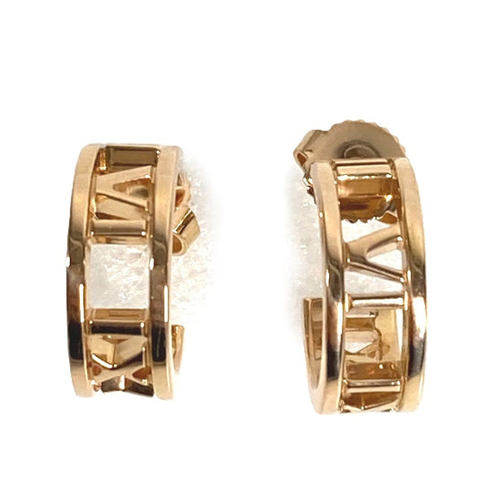 TIFFANY&Co. K18 Gold 18K Atlas Logo Accessory Jewelry Pierce Au750 Pink Gold Used