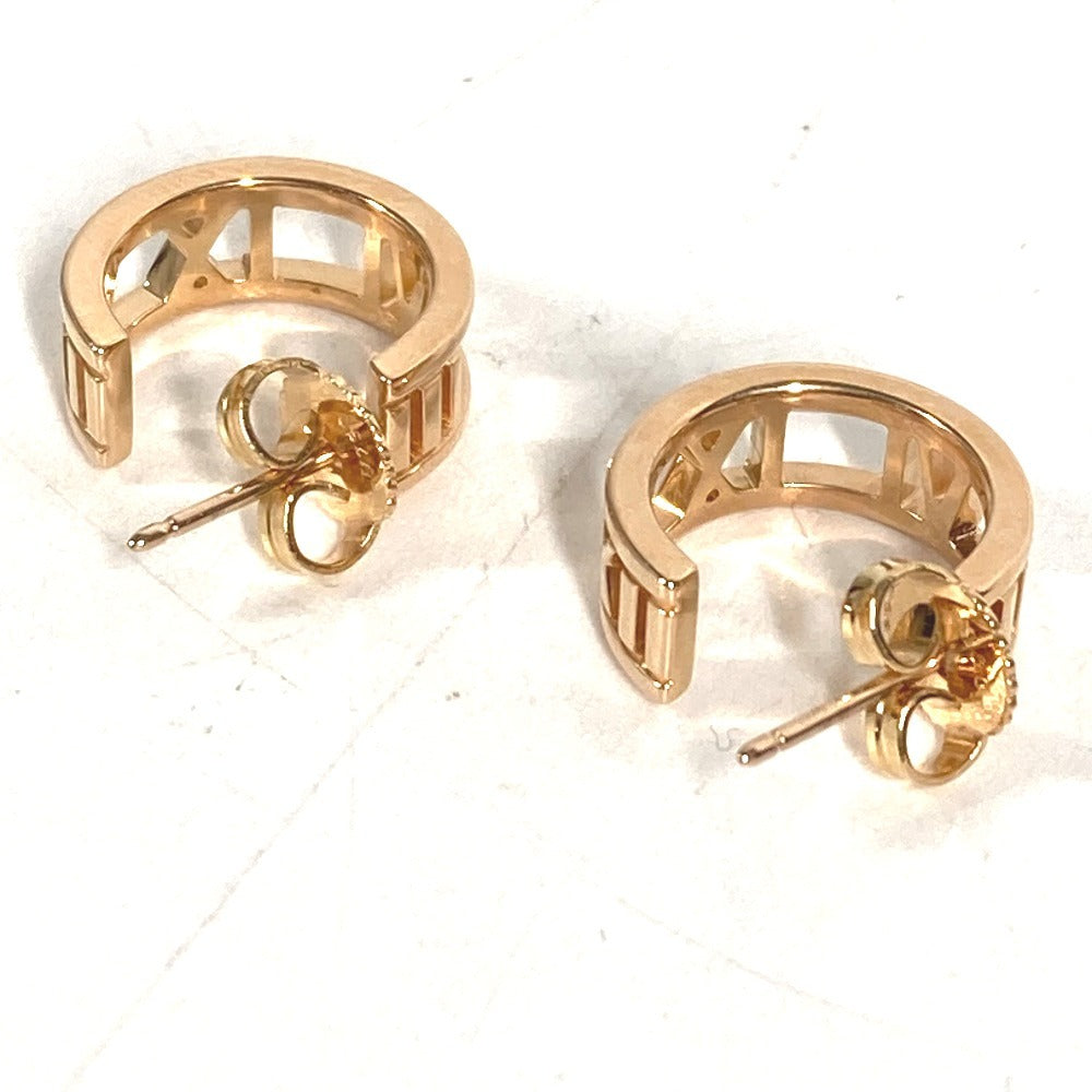 TIFFANY&Co. K18 Gold 18K Atlas Logo Accessory Jewelry Pierce Au750 Pink Gold Used